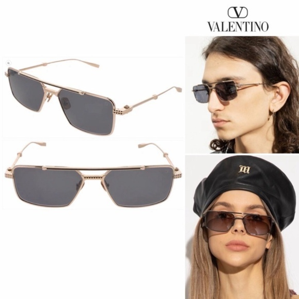 Valentino Titanium Gold Grey Mirror Pilot V-SEI VLS 111A 58 790$ NWT